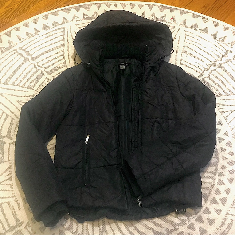 Black Zara Basic Puffer Jacket - Picture 6 of 9
